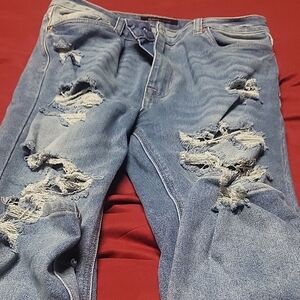 Ripped Blue Denim Jeans